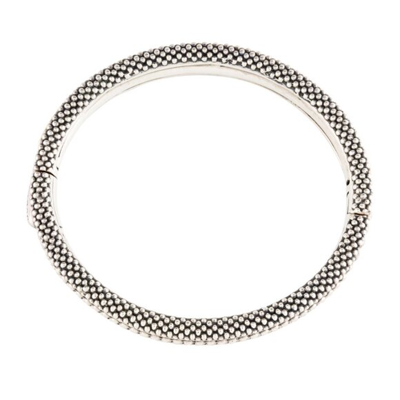 LAGOS DIAMOND 1.02 CTW 18K YELLOW GOLD & STERLING SILVER  HINGED BANGLE BRACELET - Picture 9 of 11